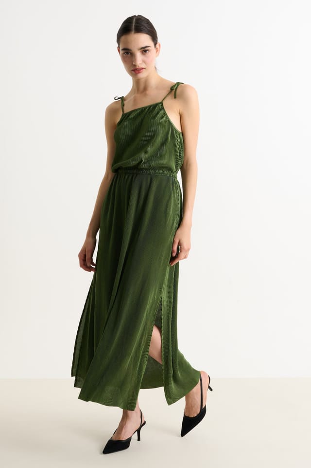 Louche Louche Women's Mayra Pleat Sage Strappy Maxi Dress - 3