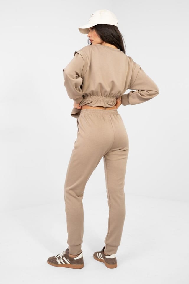 Love Lace Love Lace Women's Minimalist Sweatshirt & Pants Set in Beige - 3