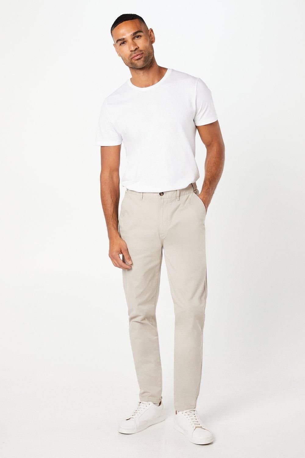 Maine Maine Men's Natural Premium Slim Fit Chino Trousers