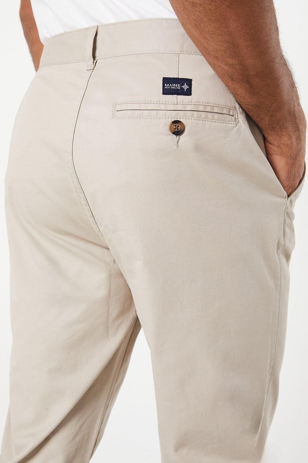 Maine Maine Men's Natural Premium Slim Fit Chino Trousers - 4