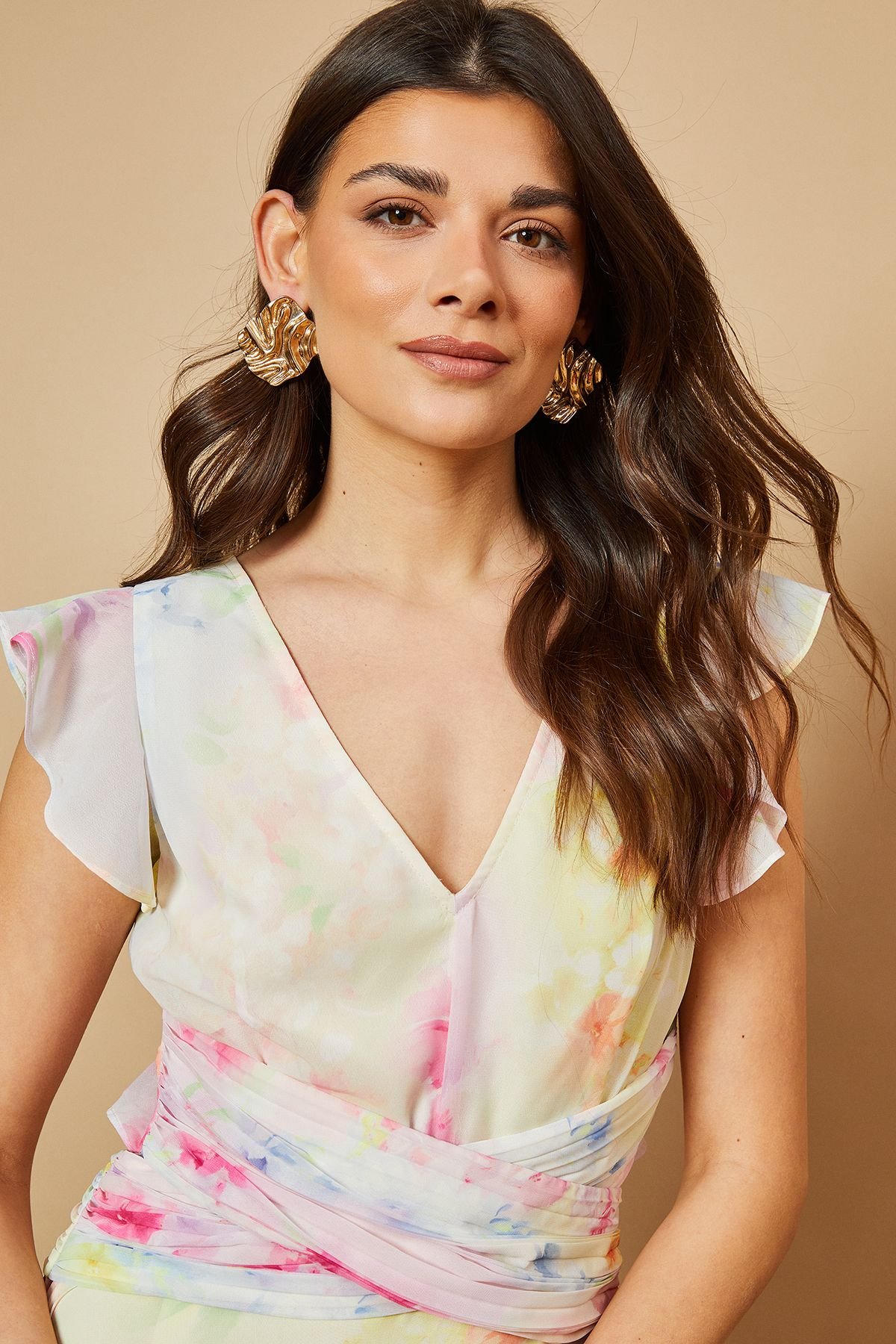 Oasis Oasis Women's Printed Twist Front Detail Tiered Midi Dress - 4