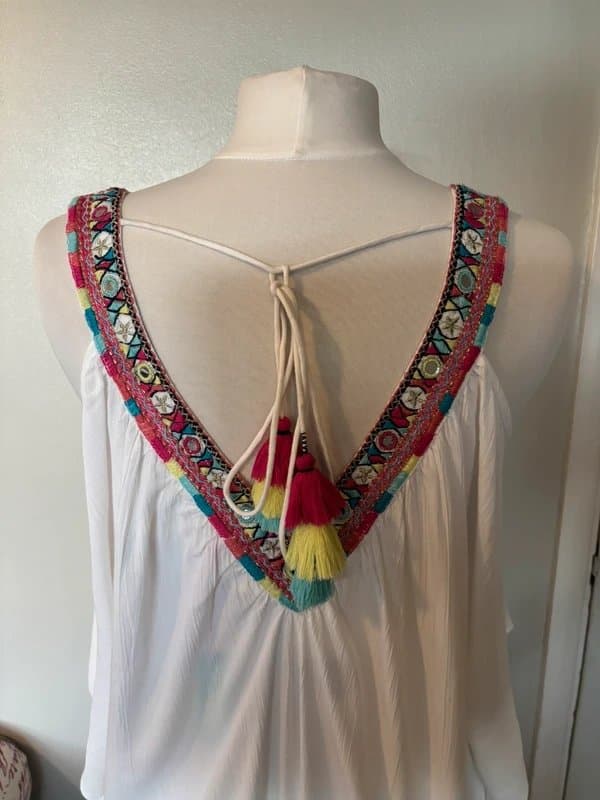 Accessorize BNWT Accessorize white boho embroidered tassel beach dress kaftan size S 8-12 £35