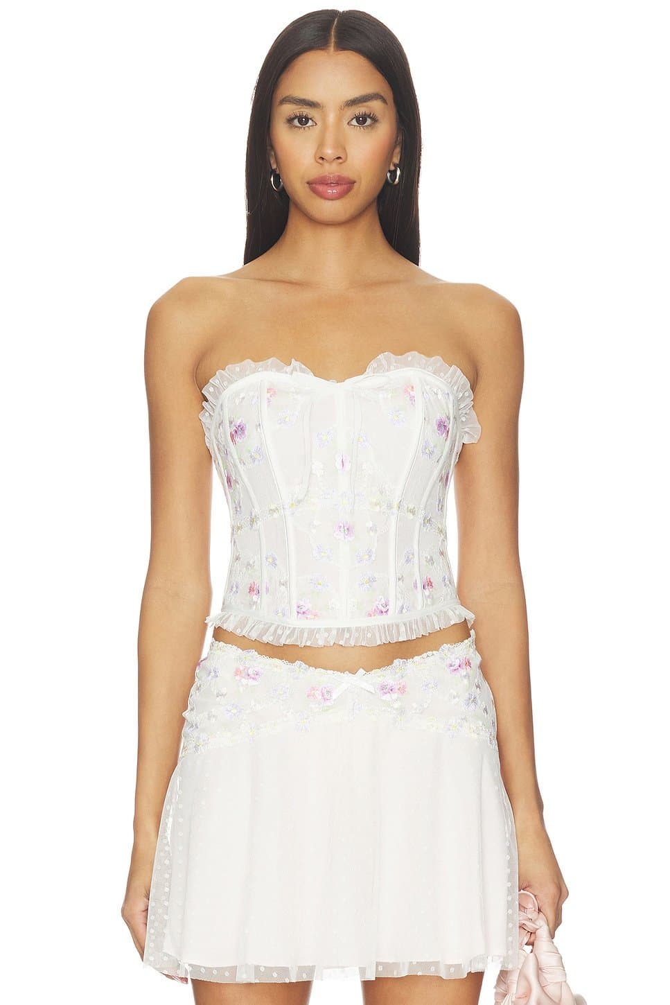 revolve Revolve White Floral Corset Top