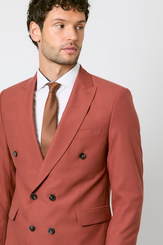 Burton Burton Men's Rust Double Breasted Blazer - 3