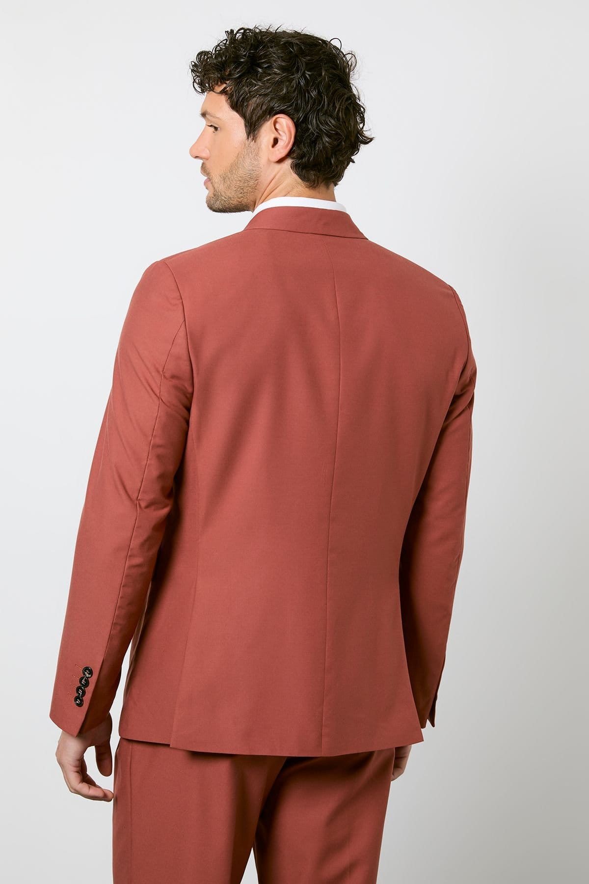 Burton Burton Men's Rust Double Breasted Blazer - 4