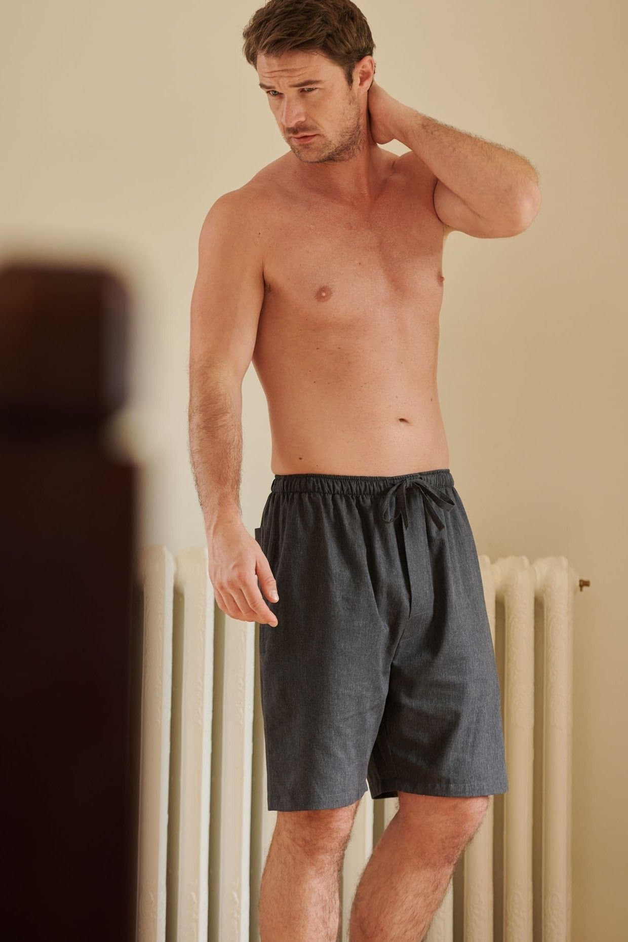 British Boxers British Boxers Men's Dark Grey Cotton Twill Sleep Shorts