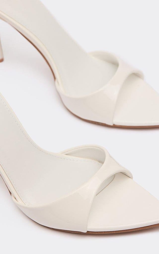 EGO Marc Ankle Strap Pointed Peep Toe Stiletto Heel In White Patent, Women's Size UK 3 - 2