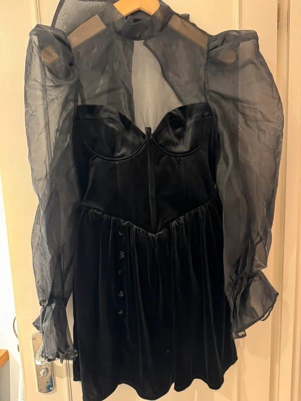 ASOS Asos Luxe Black Velvet Dress Size 10 New with Tags