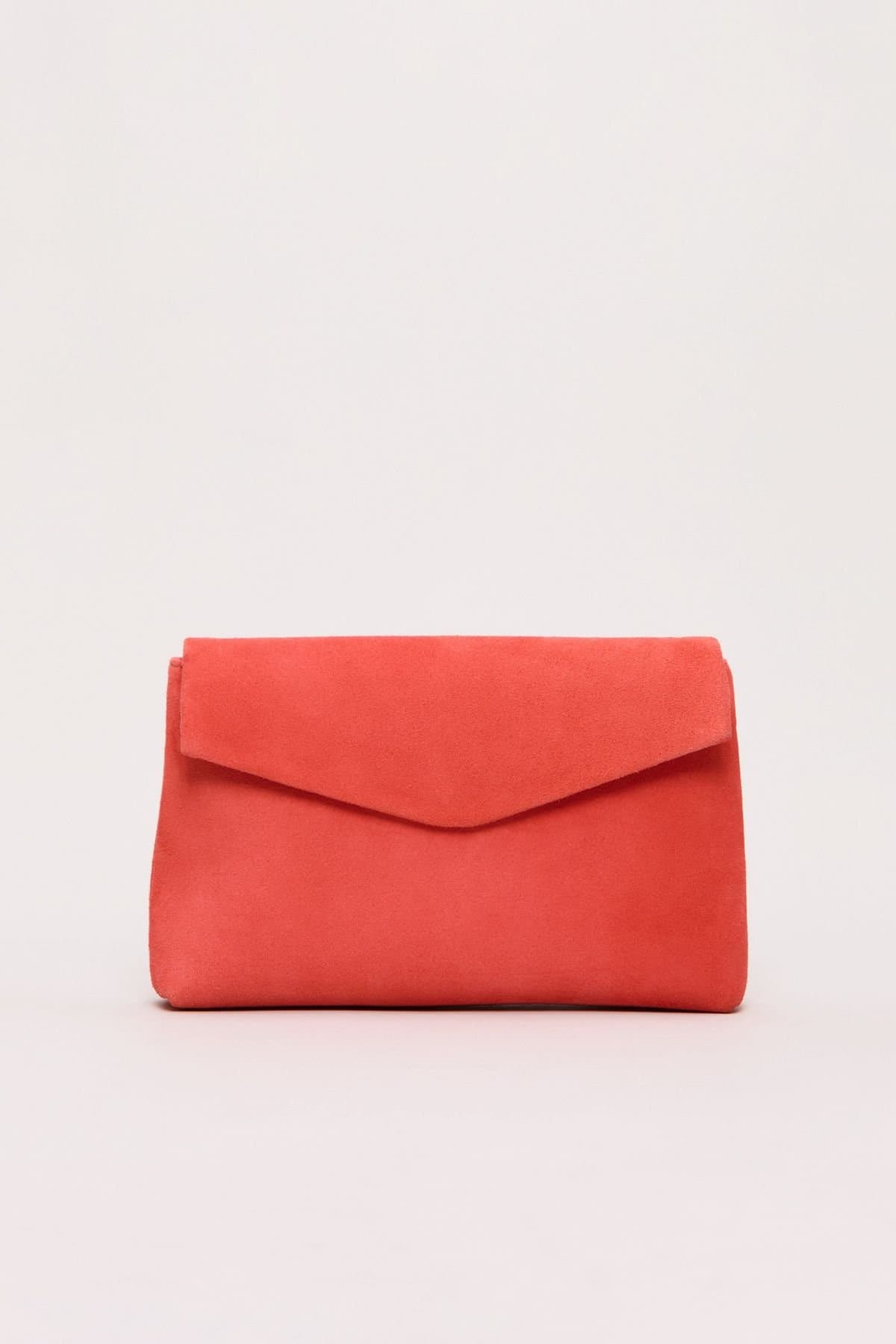 Phase Eight Phase Eight Coral Suede Envelope Clutch Bag