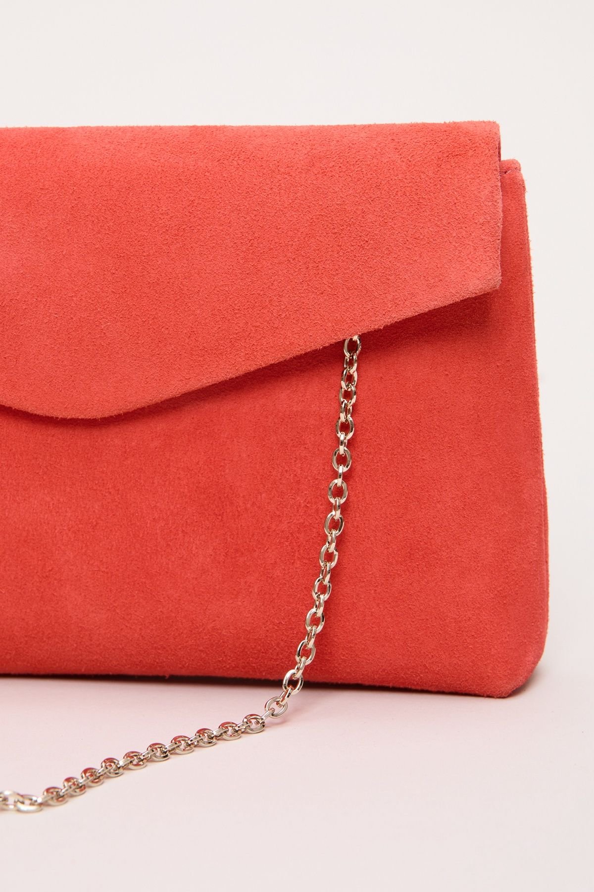Phase Eight Phase Eight Women's Suede Envelope Clutch Bag in Coral - 3