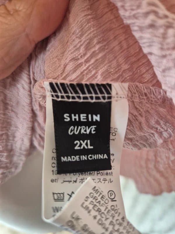 Shein Pink cami size 20 textured blush pink lace edge