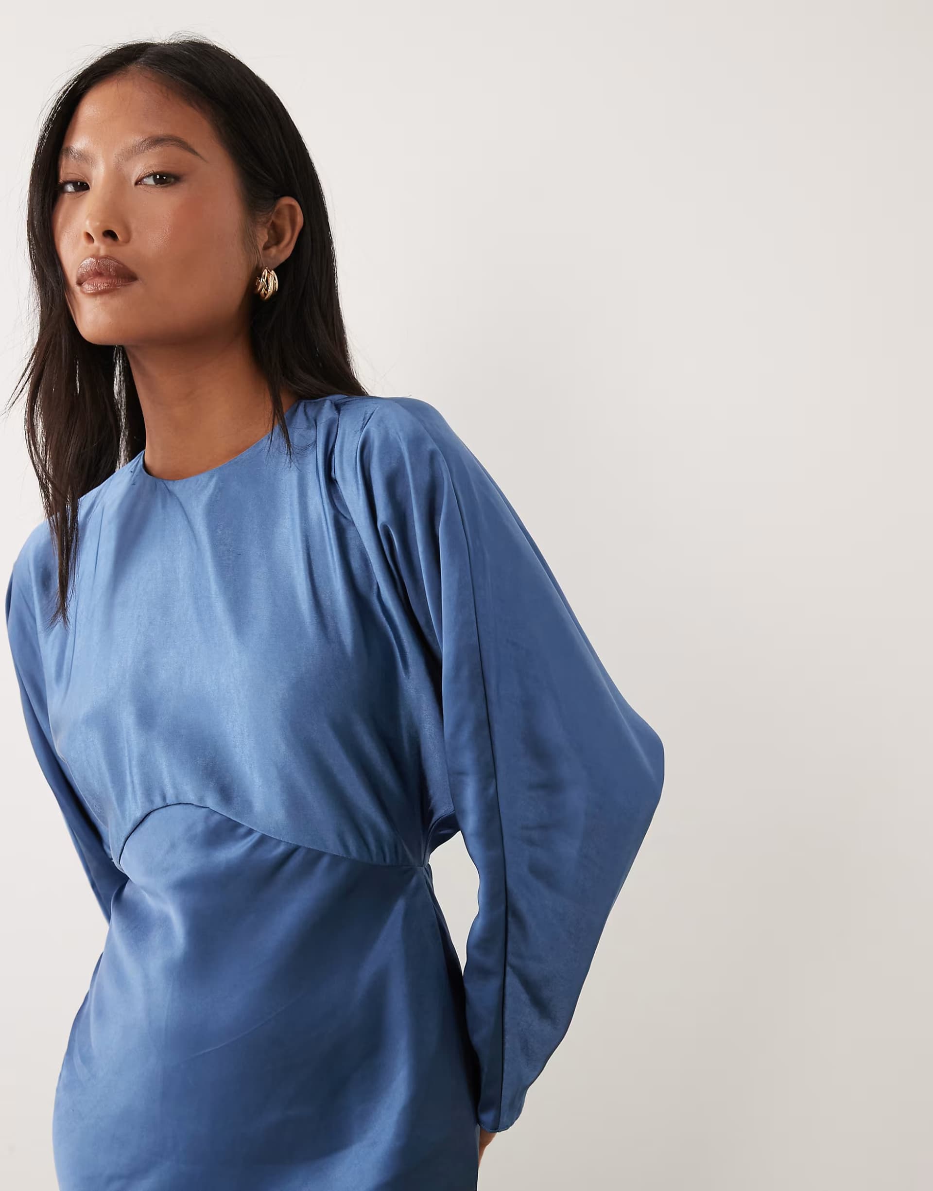 ASOS ASOS DESIGN Petite satin batwing maxi dress in navy