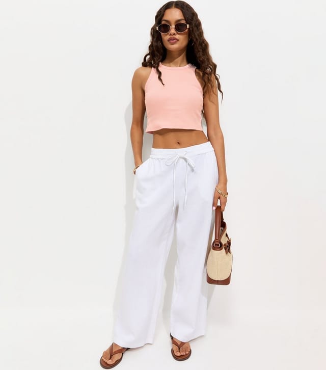 New Look Women's Petite Light Pink Cotton Rich Cropped Racer Vest Top New Look - 2