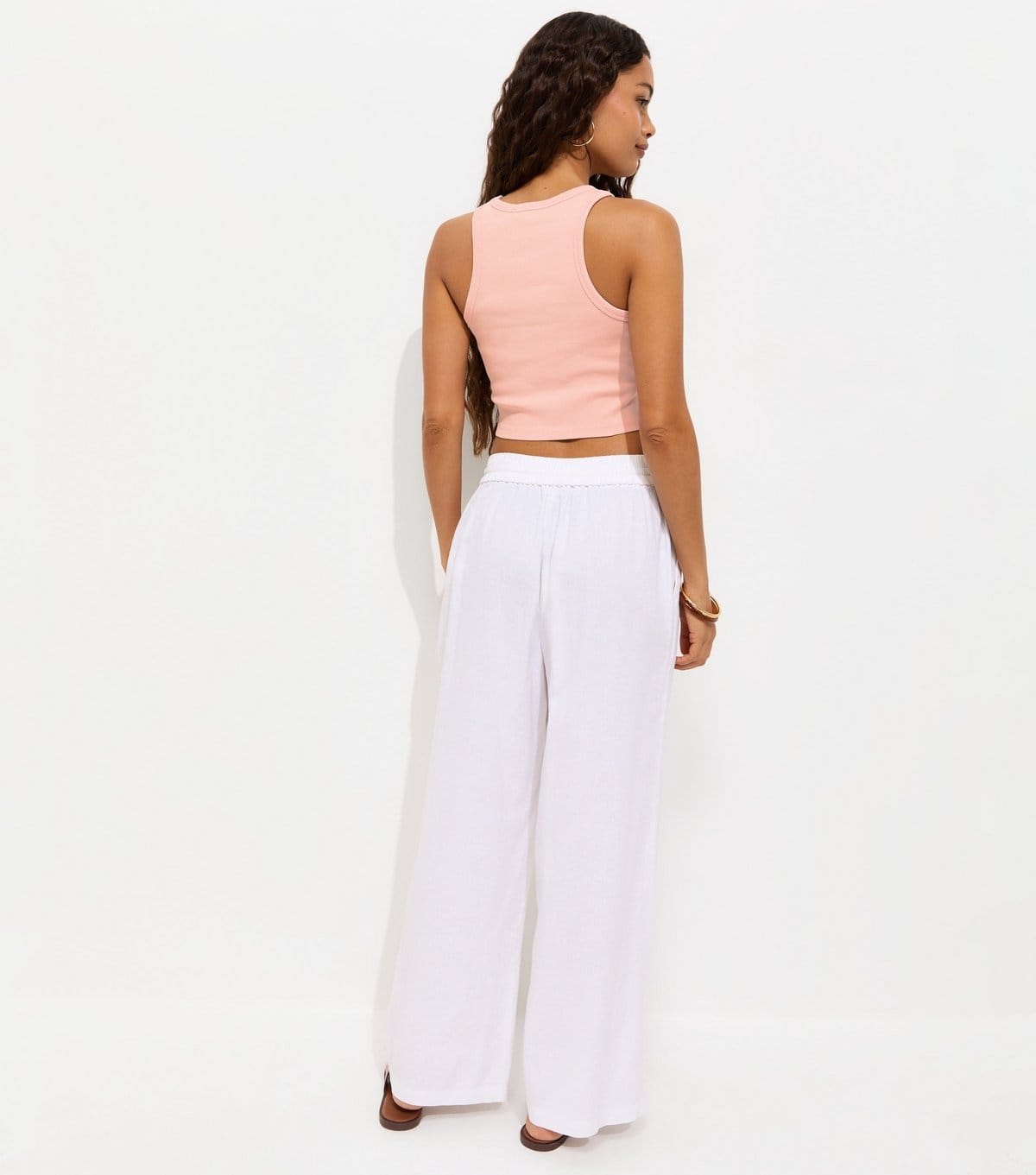 New Look Women's Petite Light Pink Cotton Rich Cropped Racer Vest Top New Look - 4