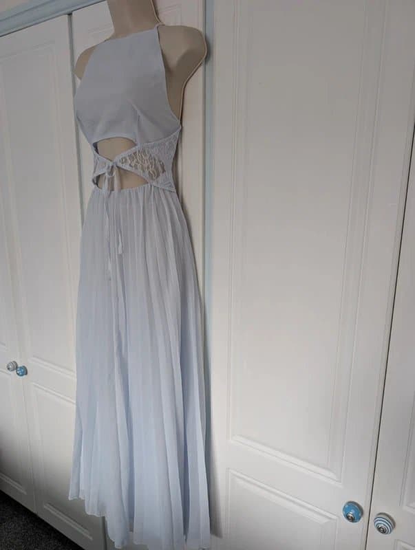 ASOS ASOS Design halter cowl neck lace tie waist pleat midi dress size 12