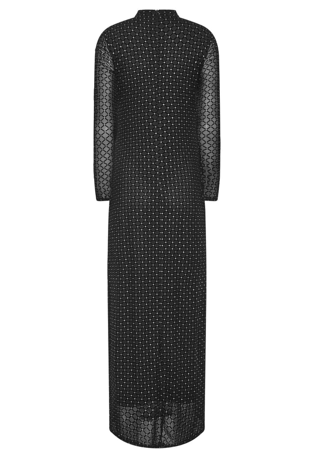 Long Tall Sally Long Tall Sally Women's Tall Glitter Lattice Mesh Maxi Dress in Black - 2