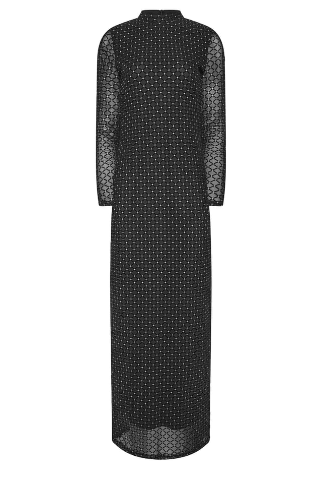 Long Tall Sally Long Tall Sally Women's Tall Glitter Lattice Mesh Maxi Dress in Black - 3