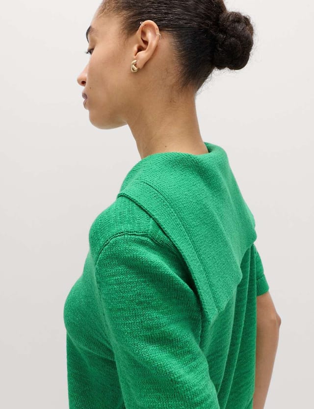 Marks & Spencer M&S Cotton Blend Sailor Collared Cardigan Bright Green - 2