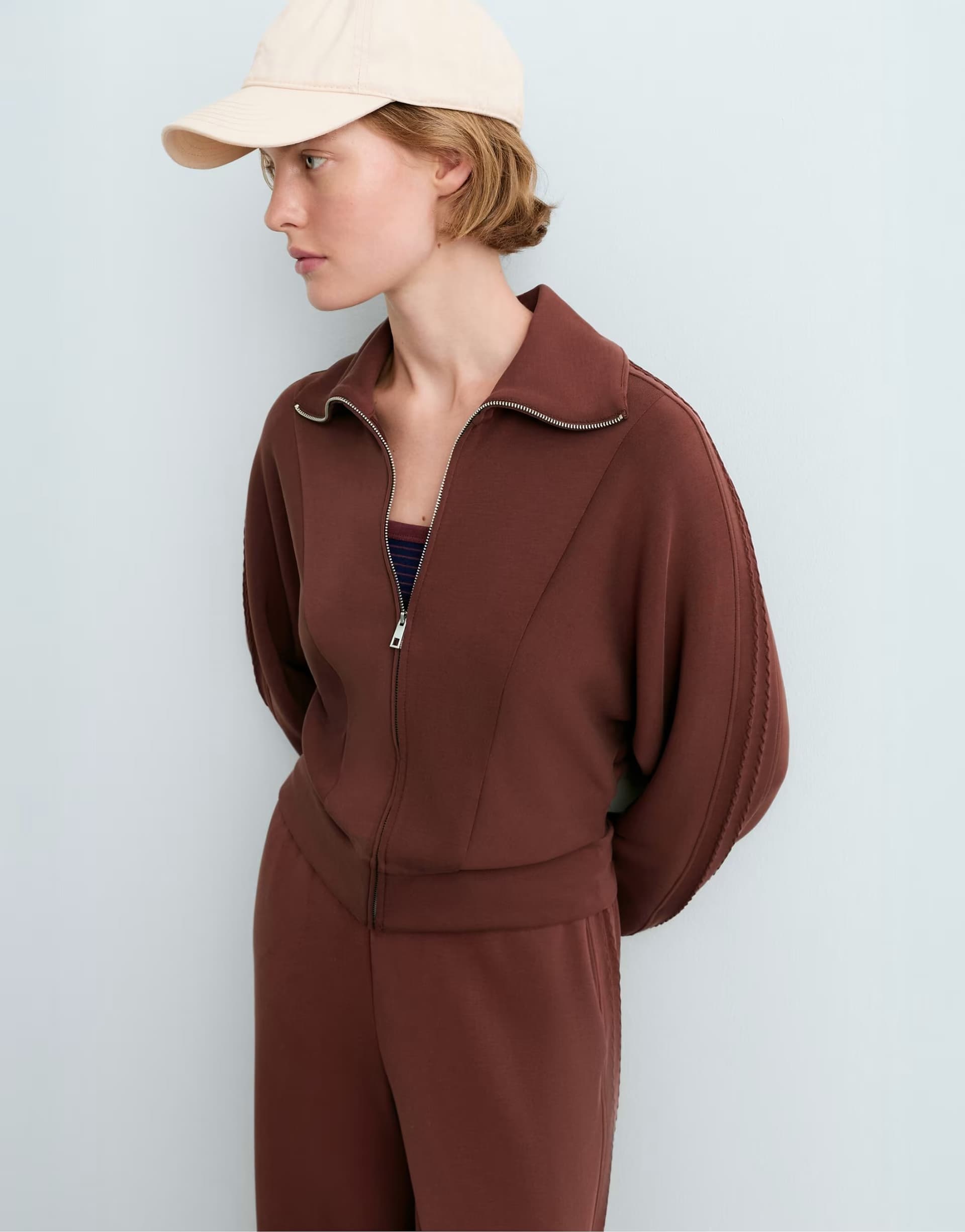 ASOS OYSHO Soft-touch modal bomber jacket in brown