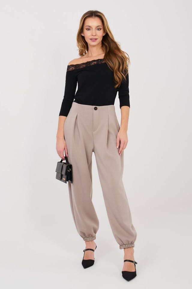 Love Lace Love Lace Women's Casual Viscose Jogger Sweatpants with Pleats in Beige - 2