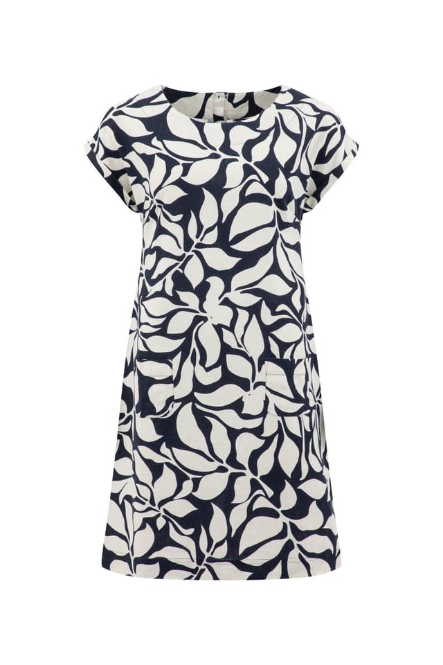 Weird Fish Weird Fish Women's Tampa Printed Linen Rich Dress in Midnight - 2