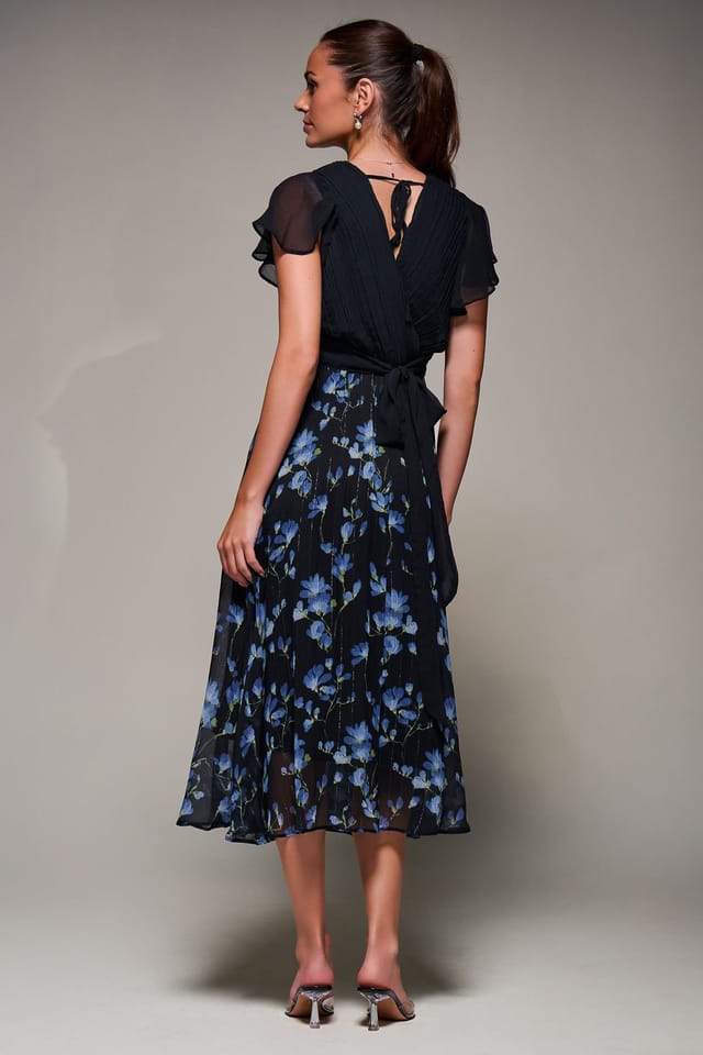 Jolie Moi Jolie Moi Women's Two Tone Chiffon Midi Dress in Blue - 2