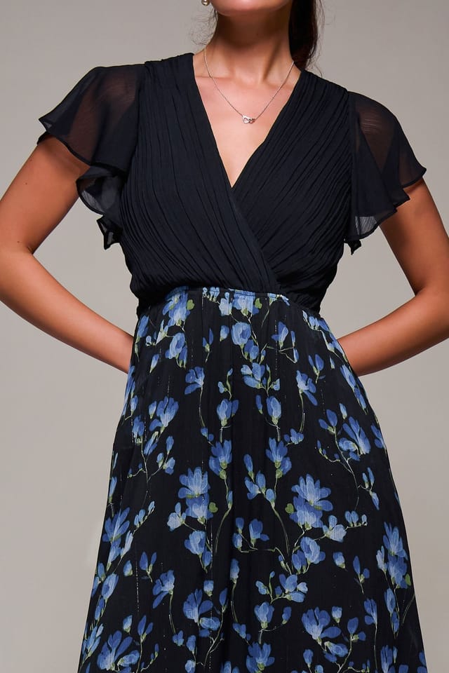 Jolie Moi Jolie Moi Women's Two Tone Chiffon Midi Dress in Blue - 3