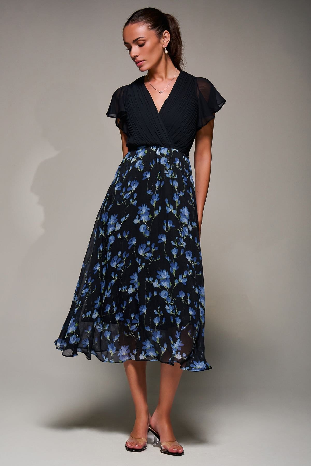 Jolie Moi Jolie Moi Women's Two Tone Chiffon Midi Dress in Blue - 4