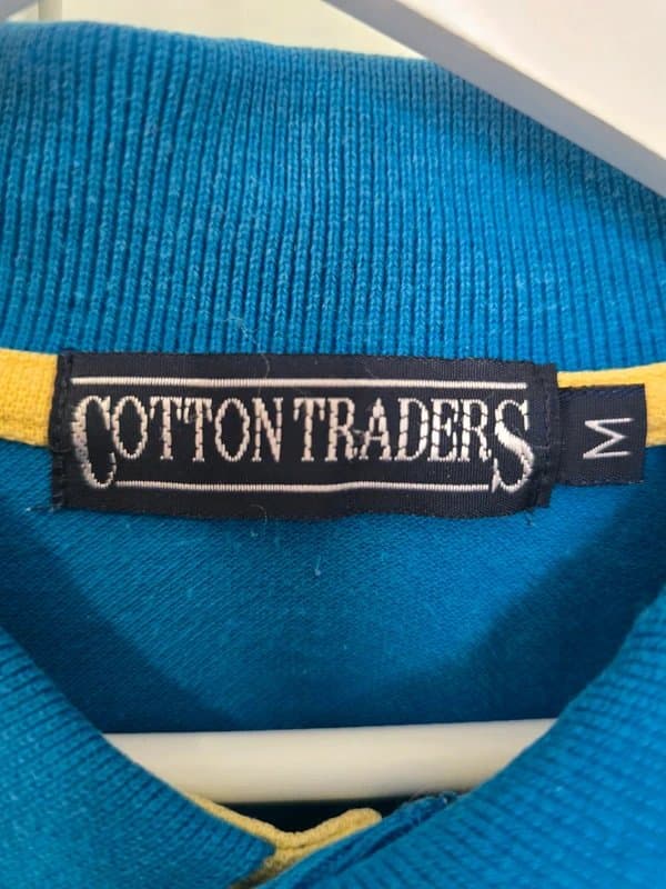 Cotton Traders Cotton Traders Blue Long Sleeve Pique Polo Shirt • Size M