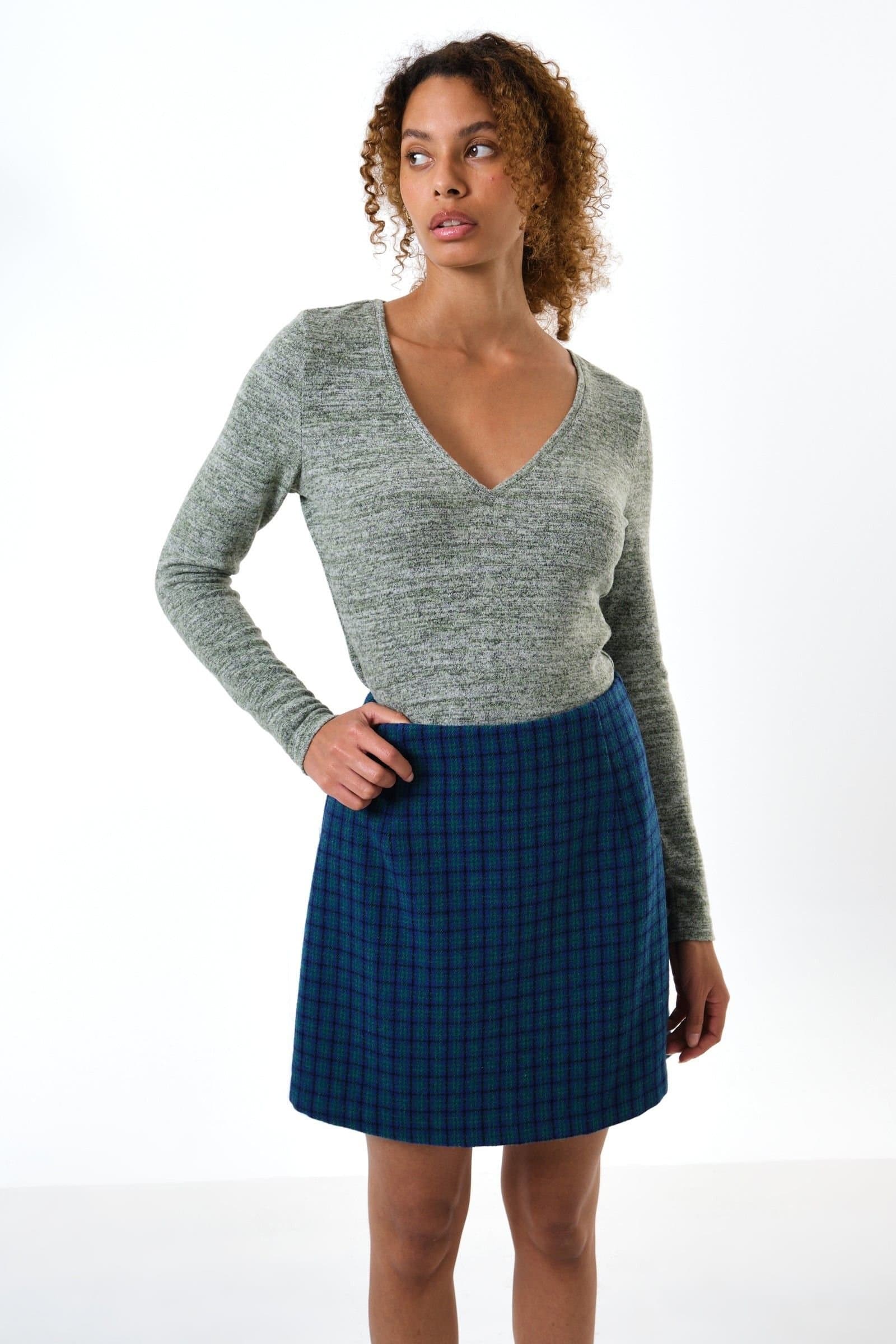 Louche Louche Women's Aubin Wyoming Check A-Line Mini Skirt - Blue