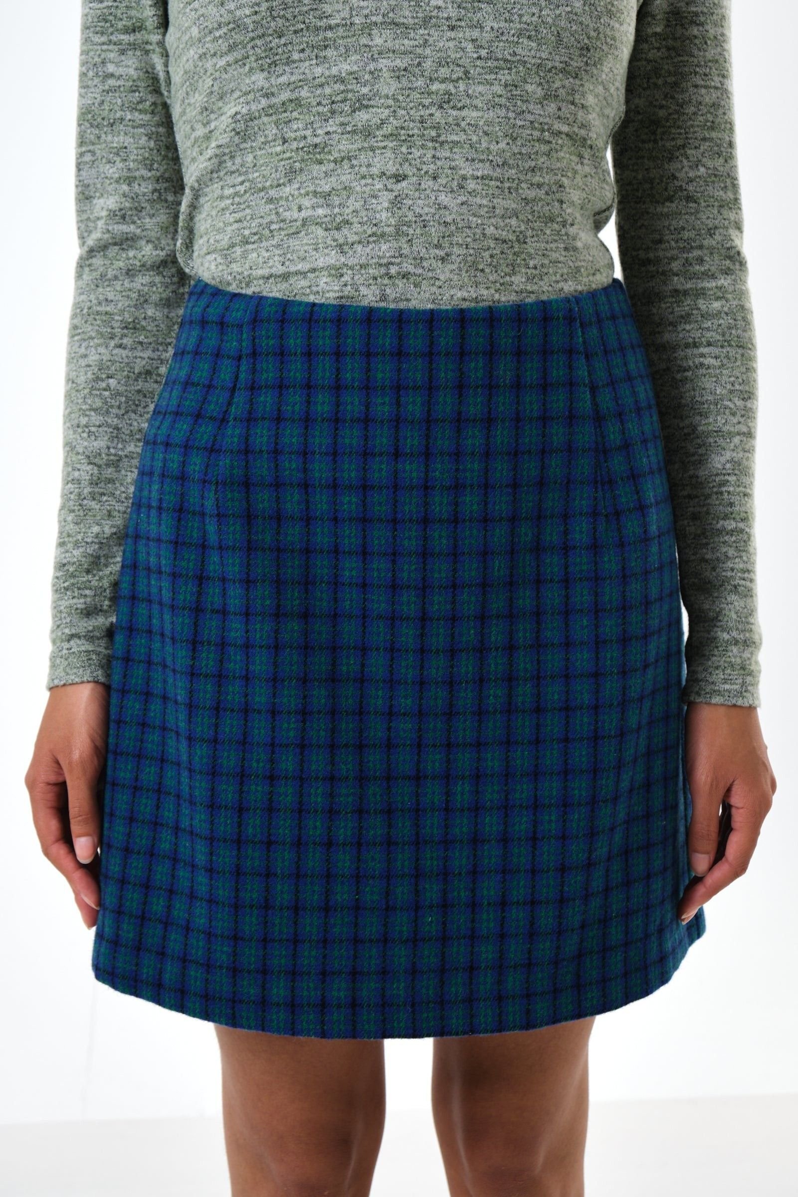 Louche Louche Women's Aubin Wyoming Check A-Line Mini Skirt - Blue - 3
