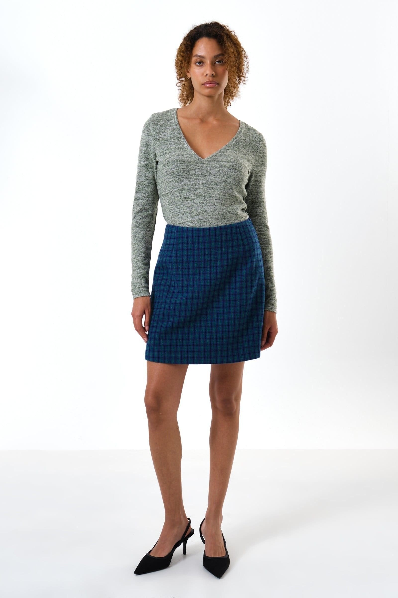 Louche Louche Women's Aubin Wyoming Check A-Line Mini Skirt - Blue - 4