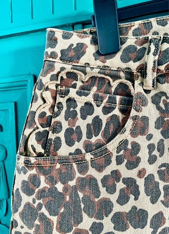 Never Fully Dressed Never Fully Dressed - Leopard Print Lucia Scallop Detail Jeans (Size 18, but fit Size 20)
