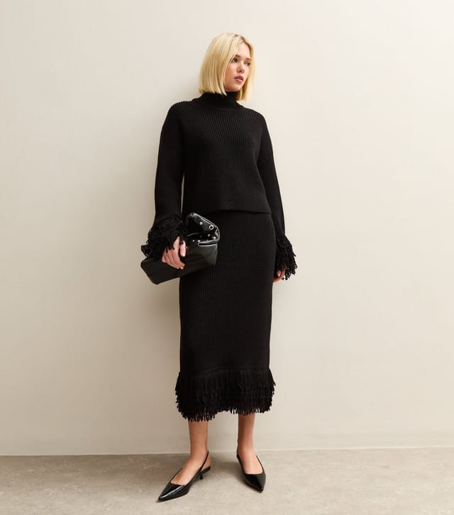 New Look Women's Black Looped Fringe High Neck Jumper New Look - 2