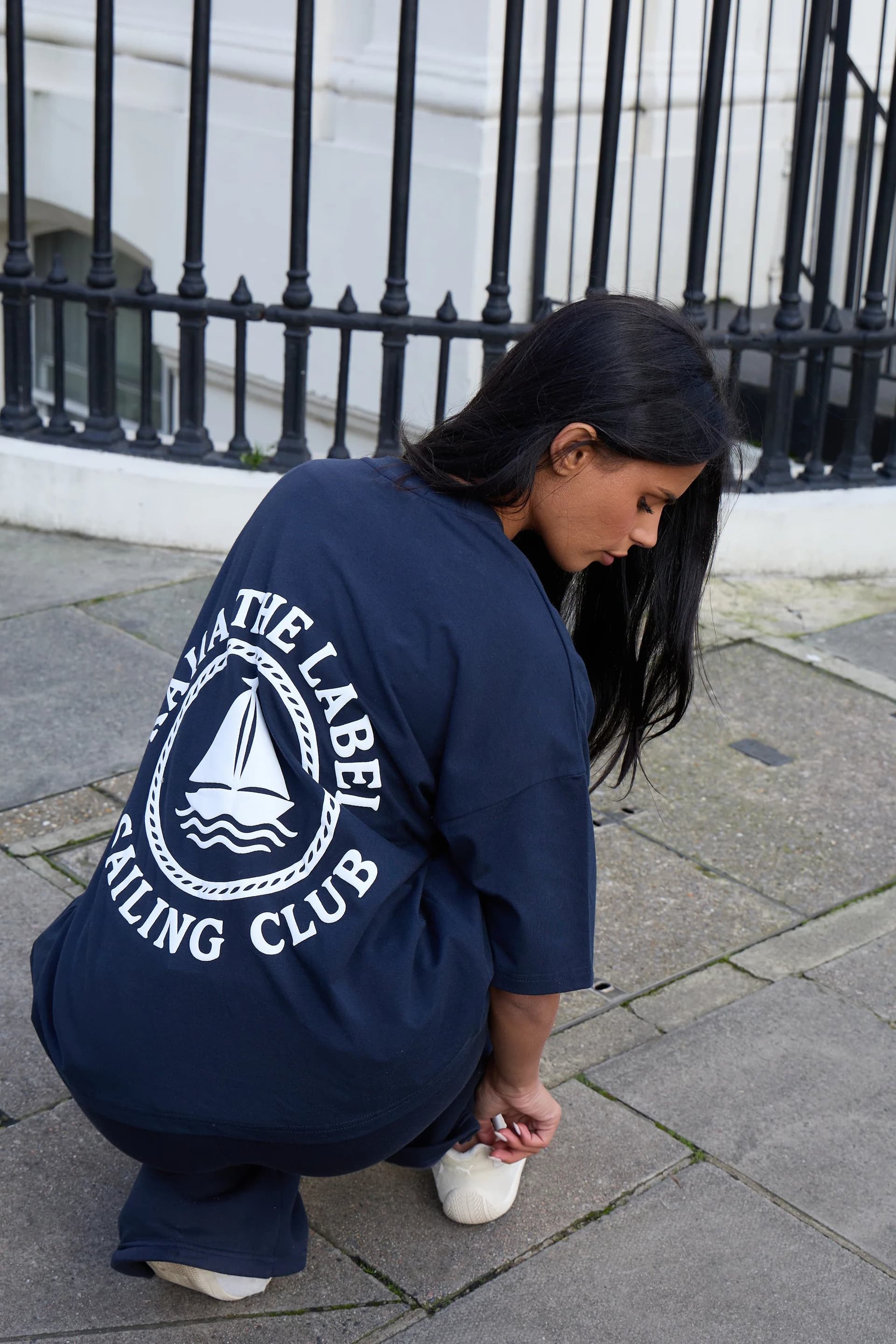 Kaiia Kaiia Sailor Club Oversized T-shirt Ink Blue