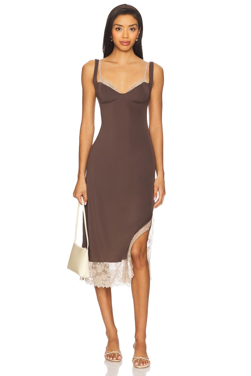 revolve x Intimately FP Party Crasher Midi Slip Dress In Mushroom & Double Espresso
