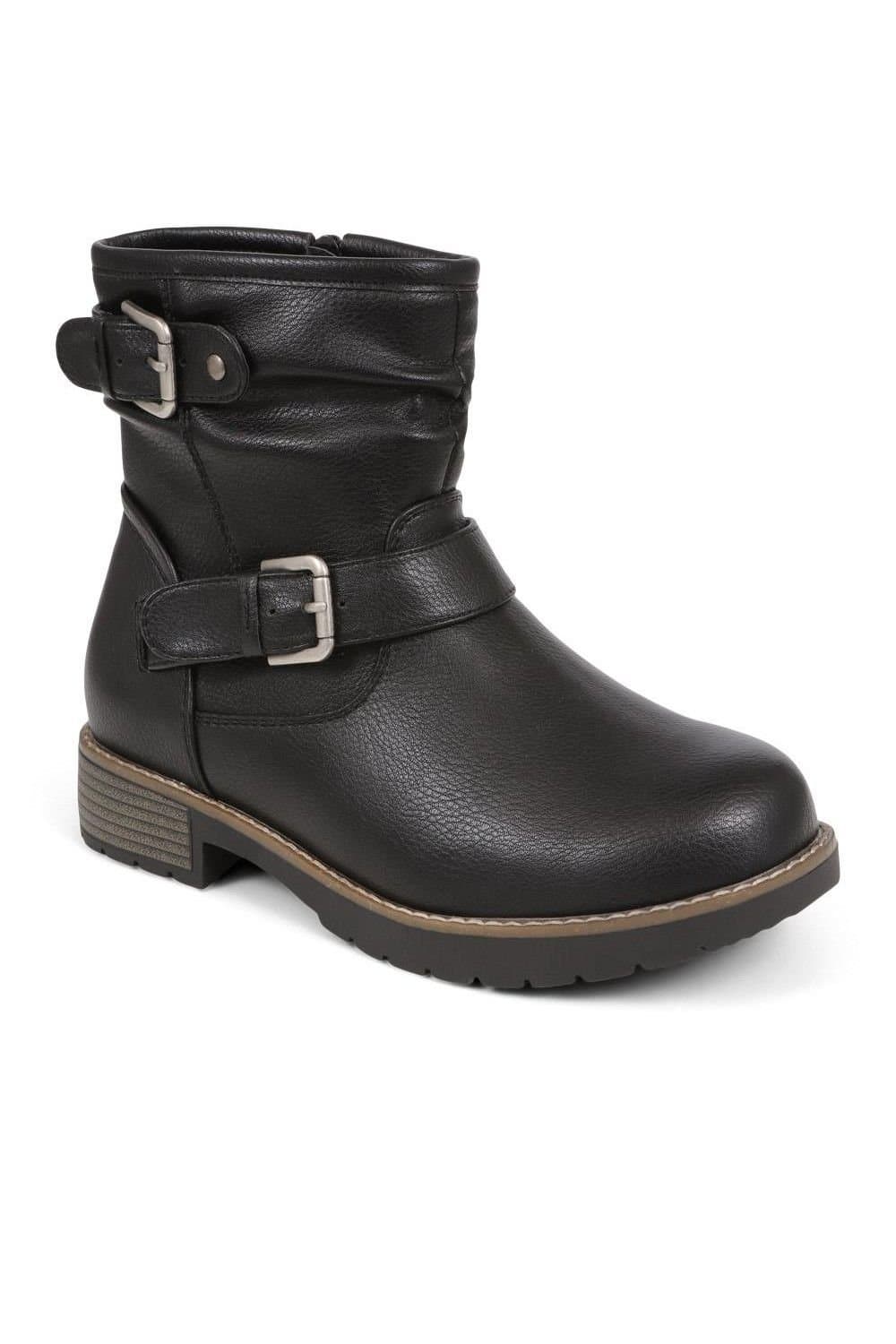 Easyfit Easyfit Black Leather Biker Boots With Buckles