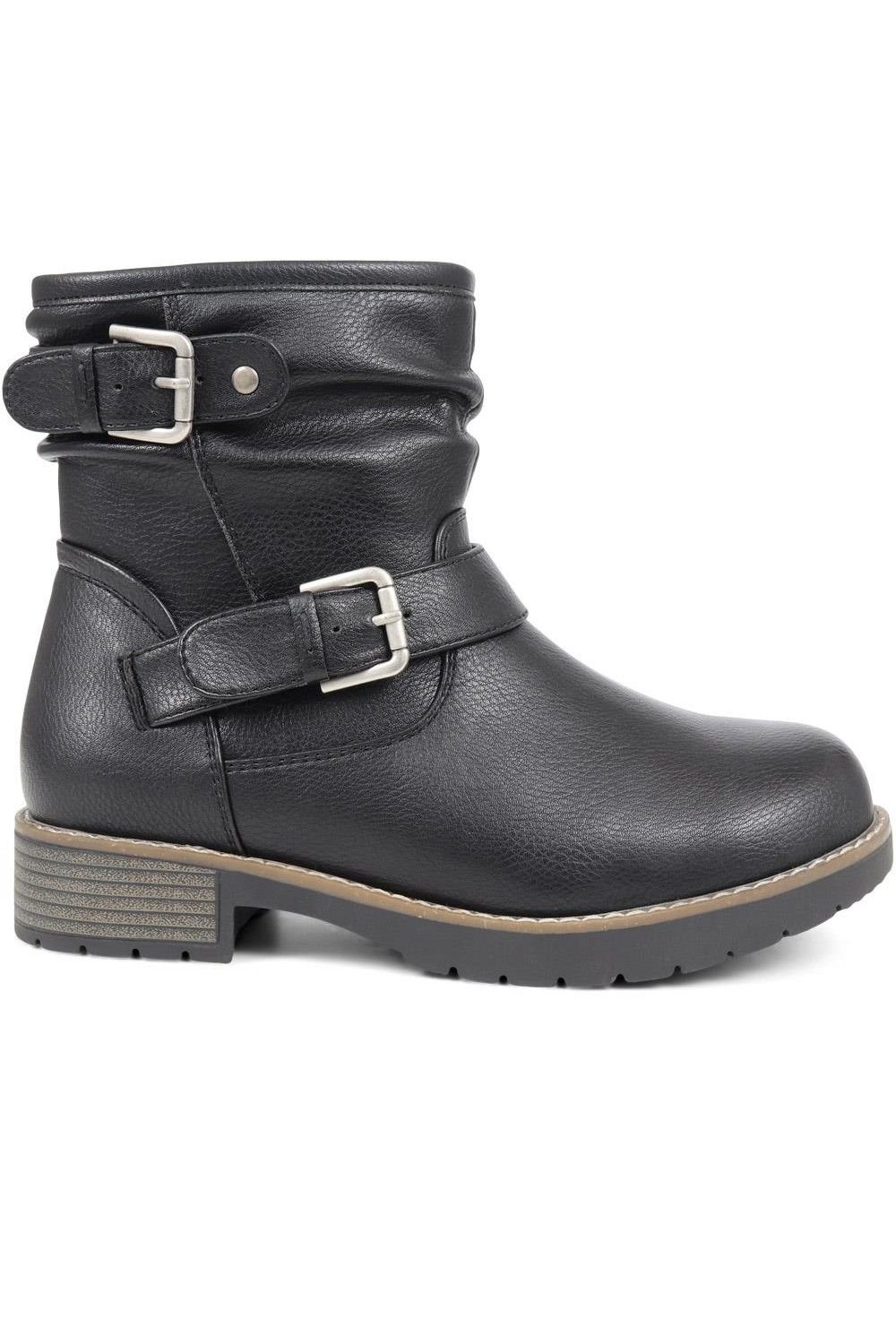 Easyfit Easyfit Women's Extra-Wide Fit Buckle Biker Boots in Black - 2