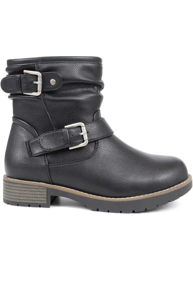 Easyfit Easyfit Women's Extra-Wide Fit Buckle Biker Boots in Black - 2
