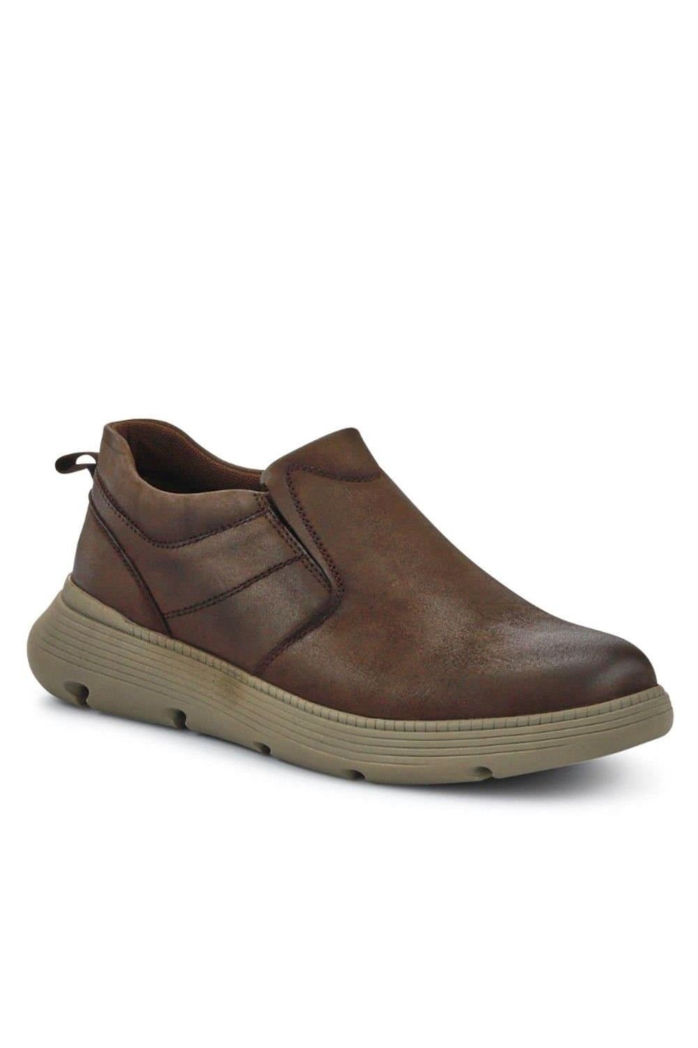 Pavers Pavers Men's Casual Leather Slip-On Shoes in Brown