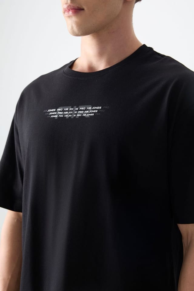 Tommy Life Tommy Life Men's Oversized Cotton Logo T-Shirt in Black - 3