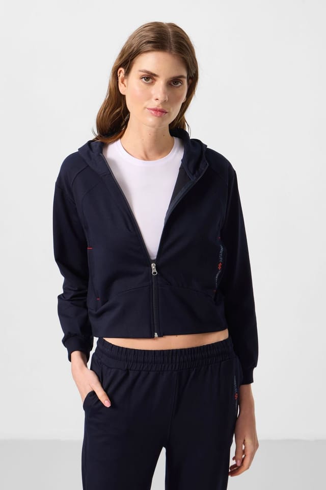 Tommy Life Tommy Life Women's Oversized Hooded Zip Sweatshirt & Pants Set in Navy - 2