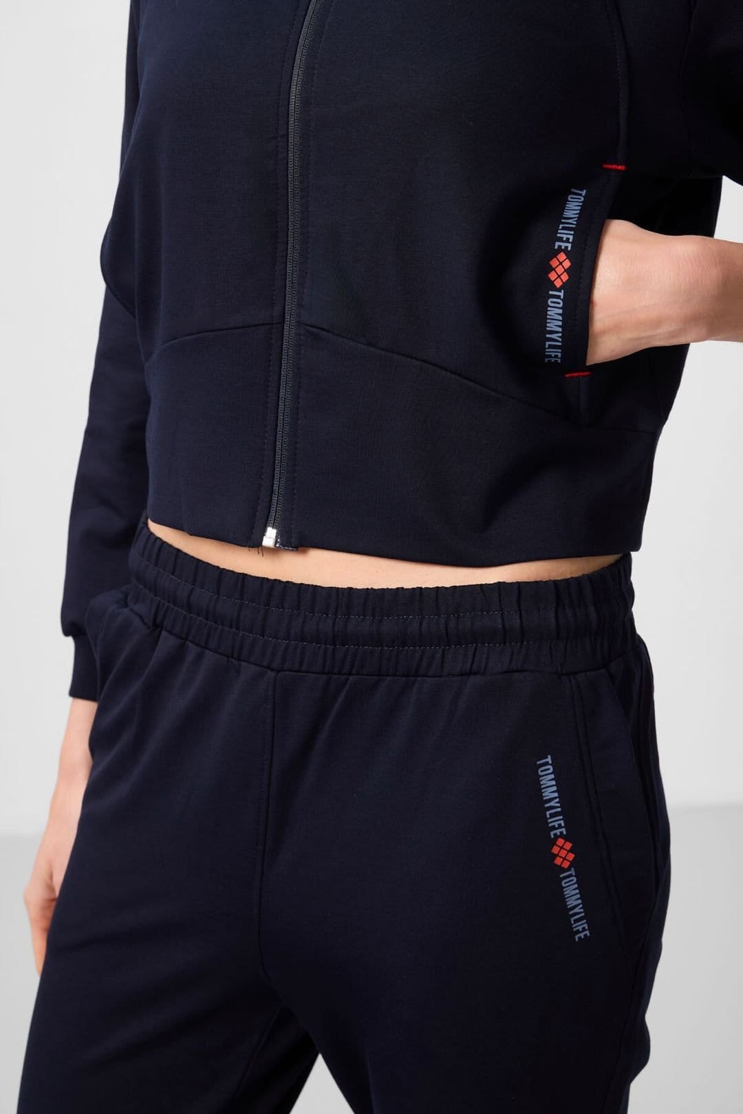 Tommy Life Tommy Life Women's Oversized Hooded Zip Sweatshirt & Pants Set in Navy - 4