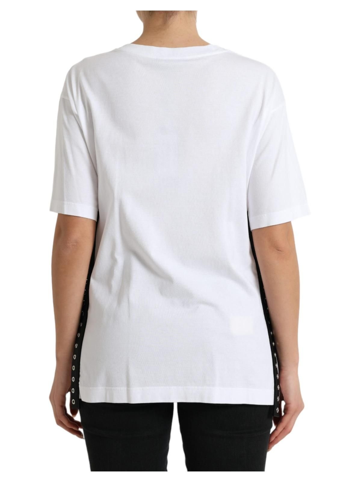 Dolce & Gabbana Dolce & Gabbana Women's White Slogan Print Lacing Detailed T-shirt - 3