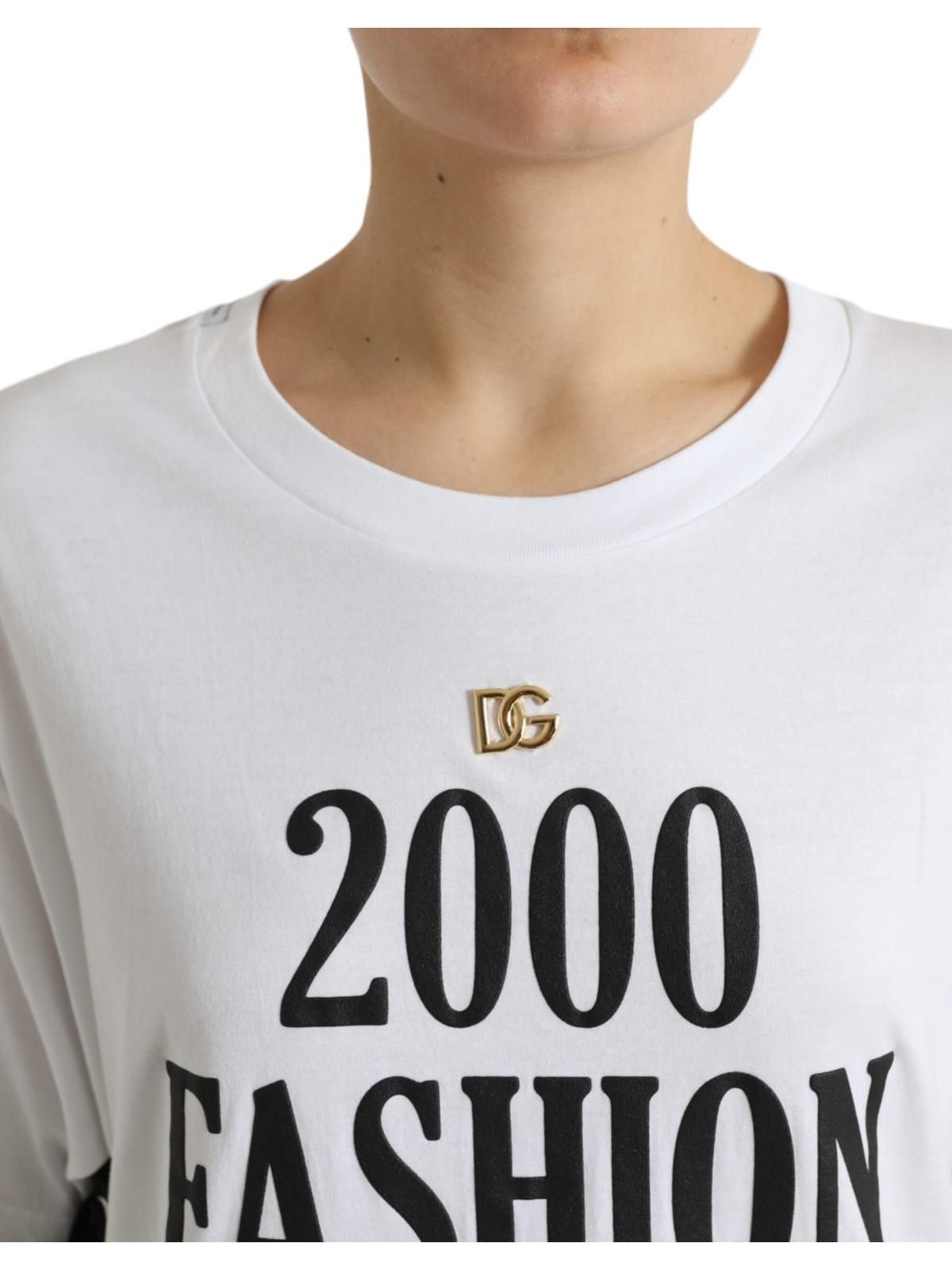 Dolce & Gabbana Dolce & Gabbana Women's White Slogan Print Lacing Detailed T-shirt - 4