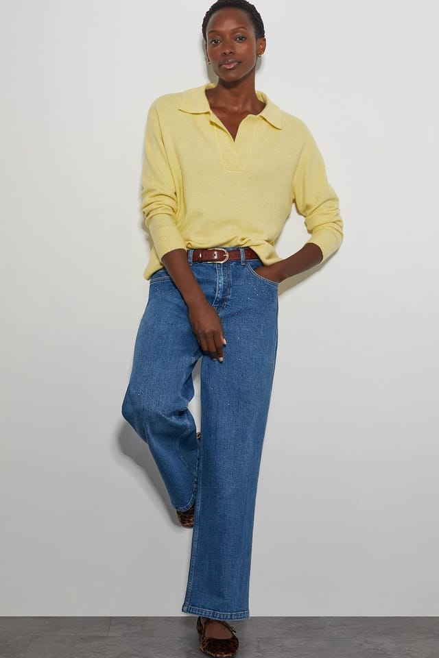 Monsoon Monsoon Women's Carla Collar Jumper Yellow - 2