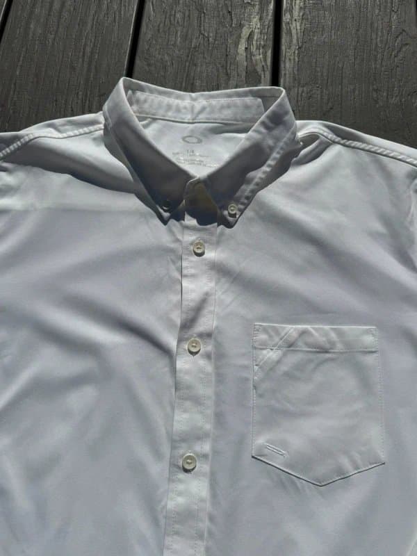 Oakley Men’s Oakley Oxford Long Sleeve White Slim Fit Button-Up Shirt – Size Large