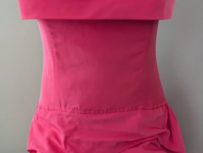 Karen Millen Karen Millen Taffeta Bandeau Tailored Rosette Pleat Maxi Dress Hot Pink UK Sz 6