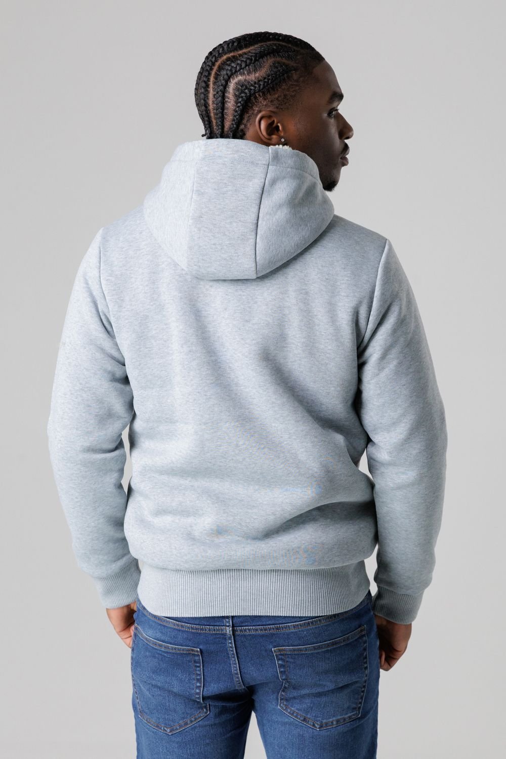Tokyo Laundry Tokyo Laundry Men's Brushed Back Fleece Zip-Through Hoody with Borg Lining in Light Grey - 2
