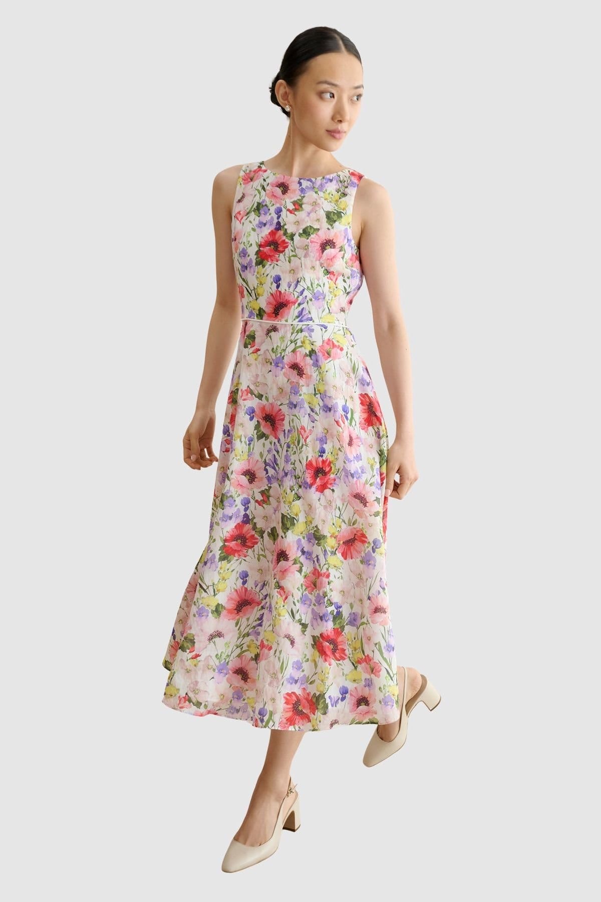 Hobbs London Hobbs London Women's Carly Floral Midi Dress in Off-White - 1